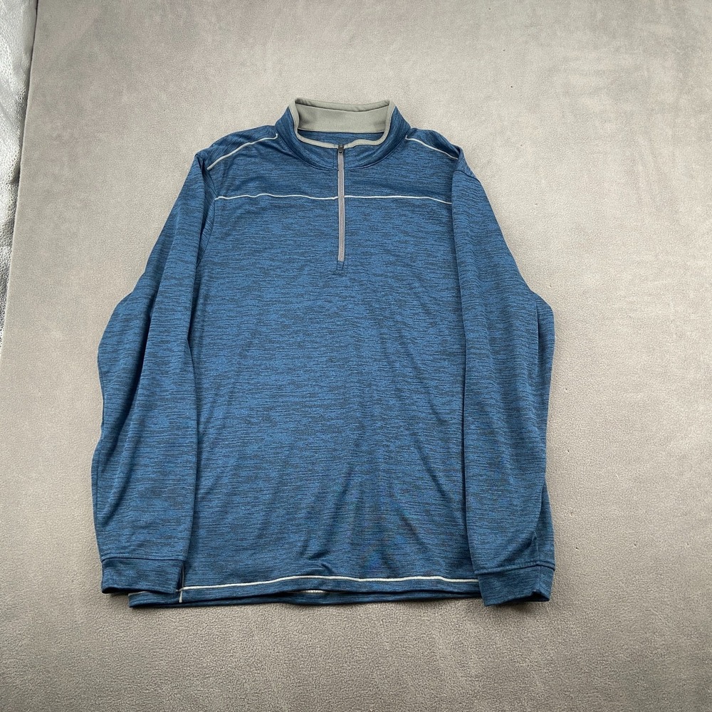 Pebble Beach Dry-Luxe Performance 1/4-Zip Golf Pullover Mens XL Blue Space Dye
